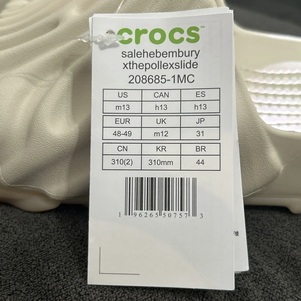 Crocs Pollex Slide Salehe Bembury Mens 13 Parsnip White Textured 208685-1MC